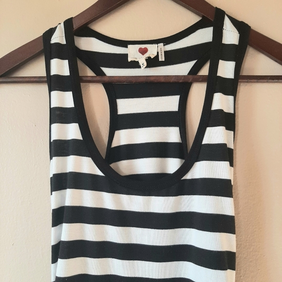 Black White Striped Scrunch Summer Dress - Picture 2 of 8